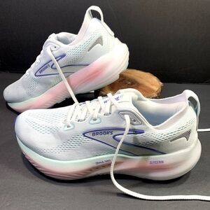 Brooks Glycerin 22 Women's White Blue Pink Running Walking Sneakers Shoe Size-9